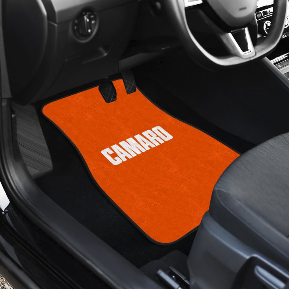 Orange Camaro White Letter Car Floor Mats