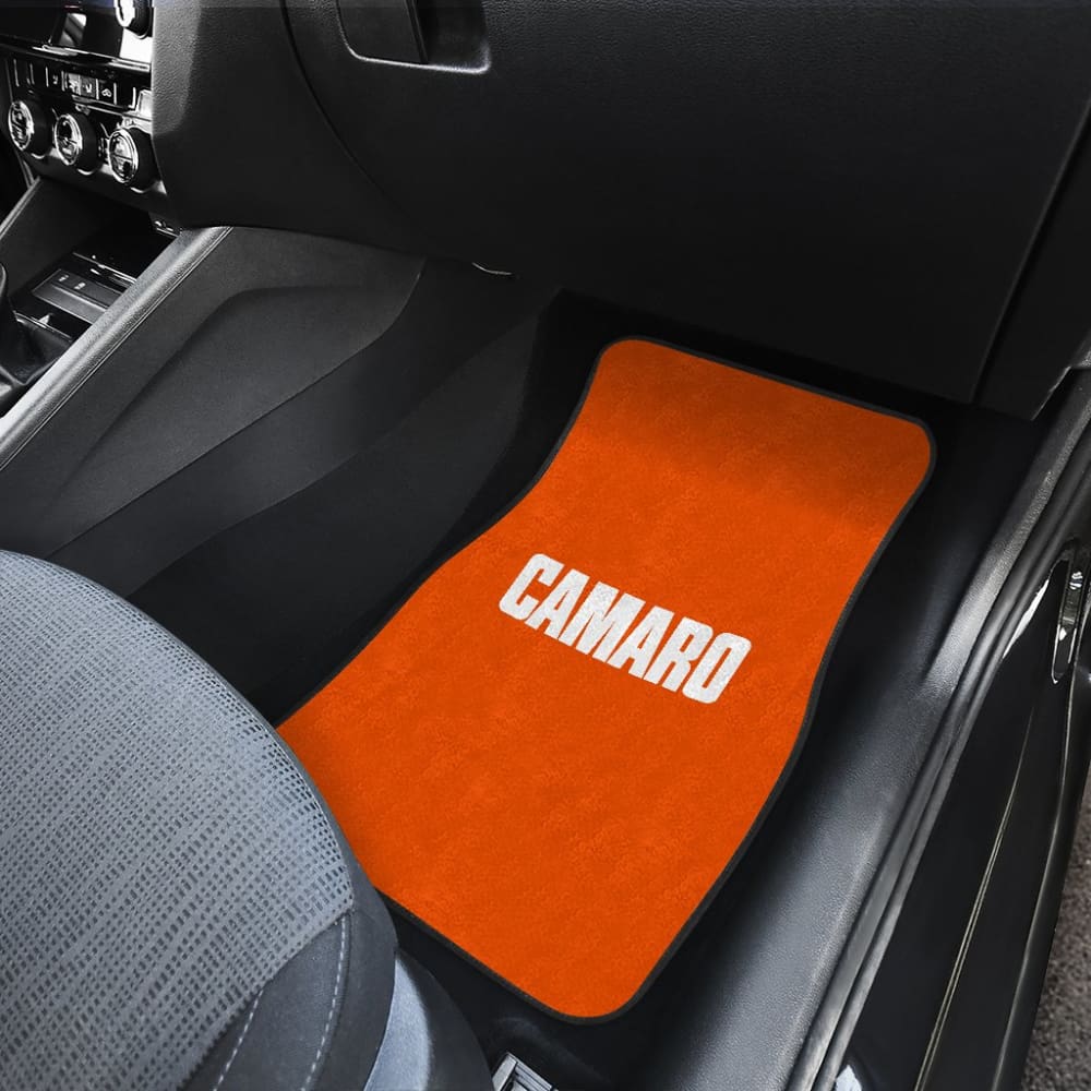 Orange Camaro White Letter Car Floor Mats