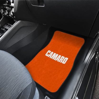 Orange Camaro White Letter Car Floor Mats