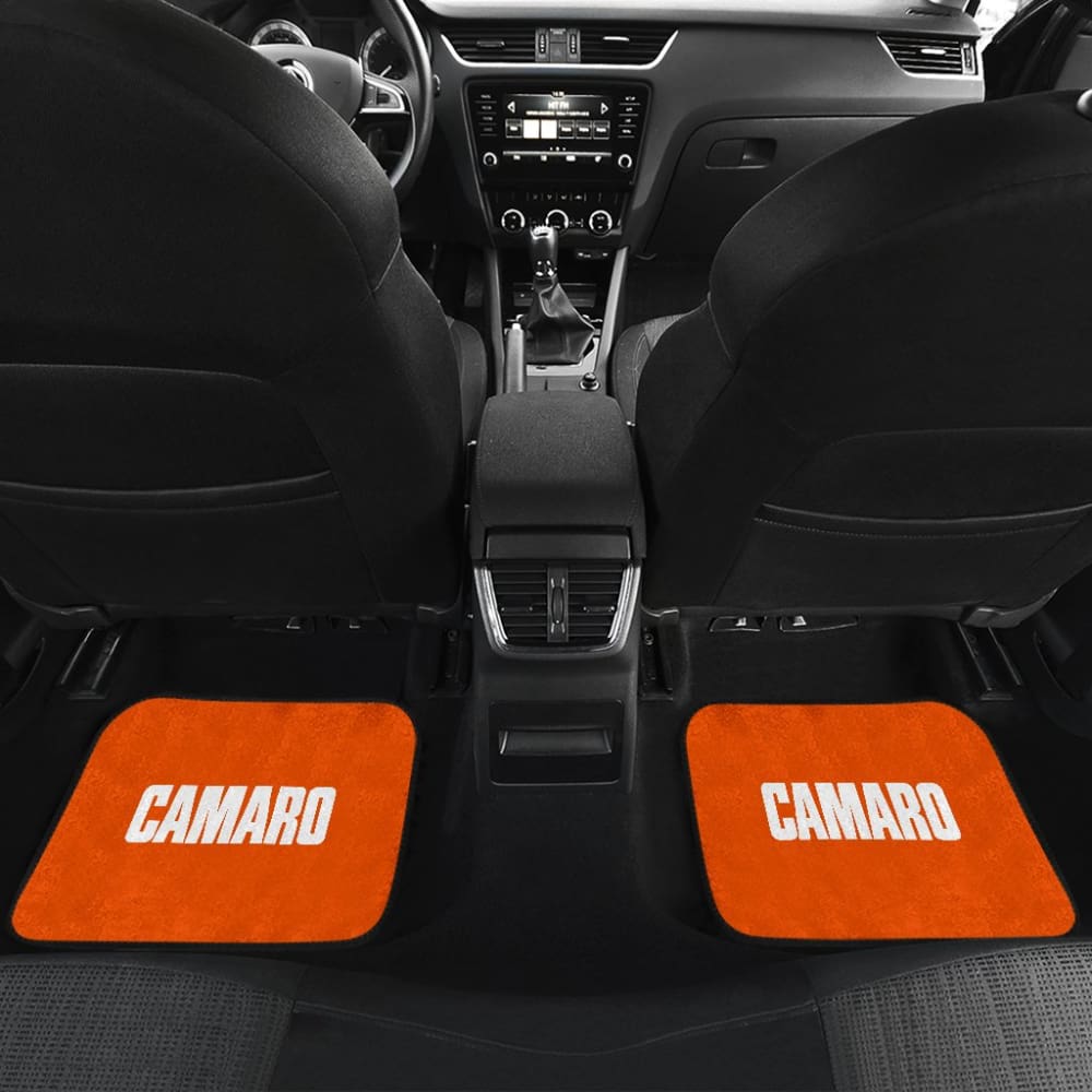 Orange Camaro White Letter Car Floor Mats