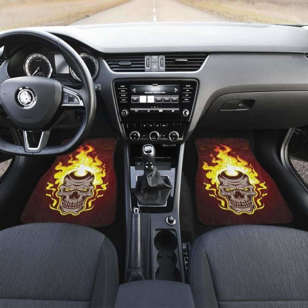 Set Of Pcs Flaming Skull Car Mats
