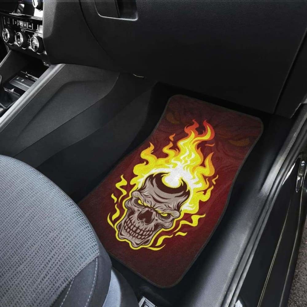 Set Of Pcs Flaming Skull Car Mats