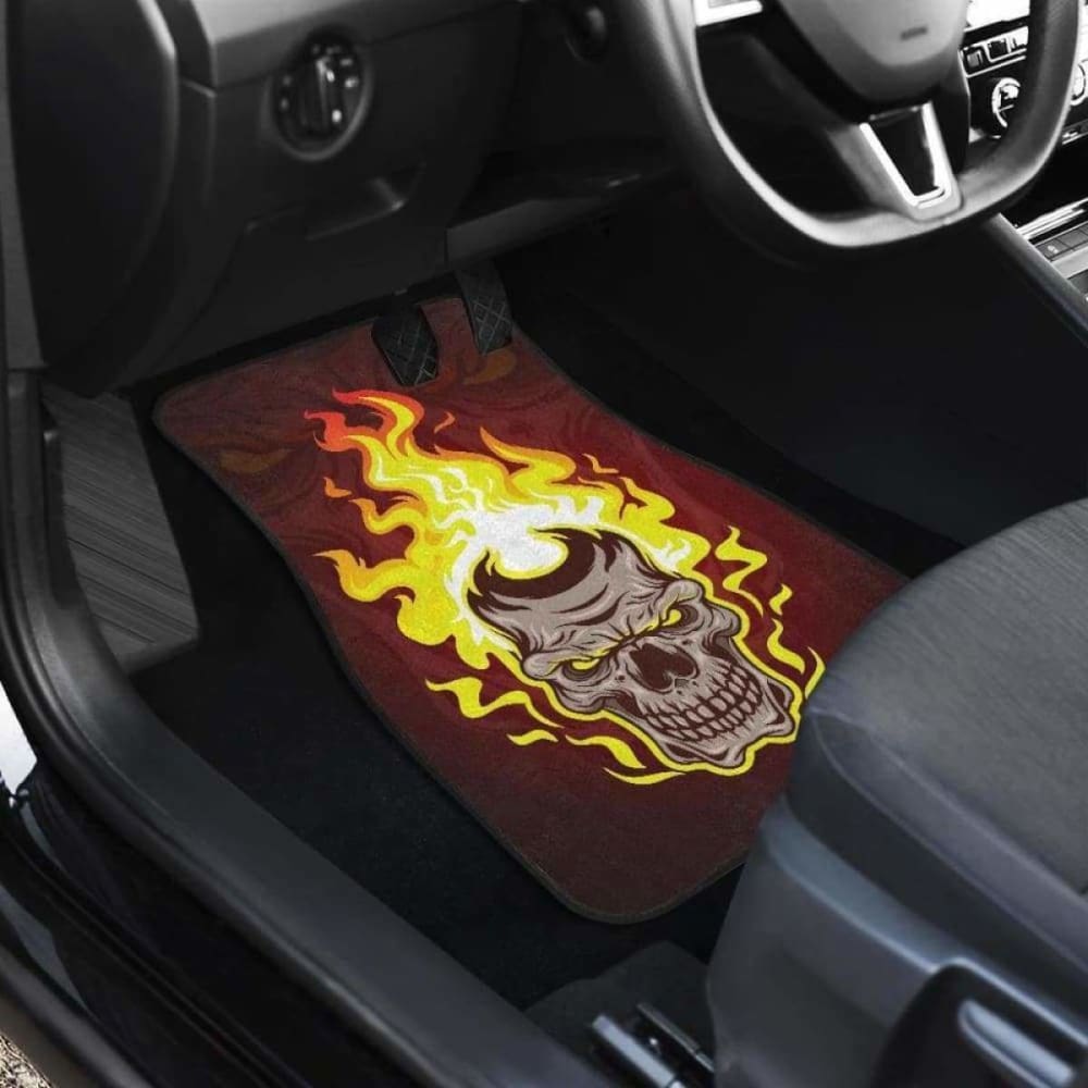 Set Of Pcs Flaming Skull Car Mats