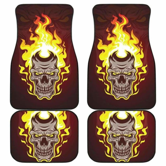 Set Of Pcs Flaming Skull Car Mats