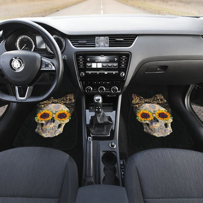 Womens Sunflower Skull Love Floral Flowers Leopard Bandana Car Floor Mats