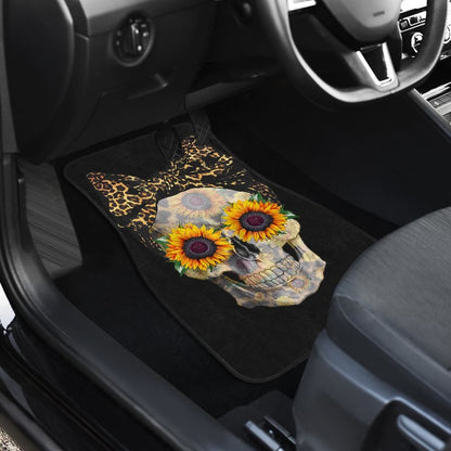 Womens Sunflower Skull Love Floral Flowers Leopard Bandana Car Floor Mats