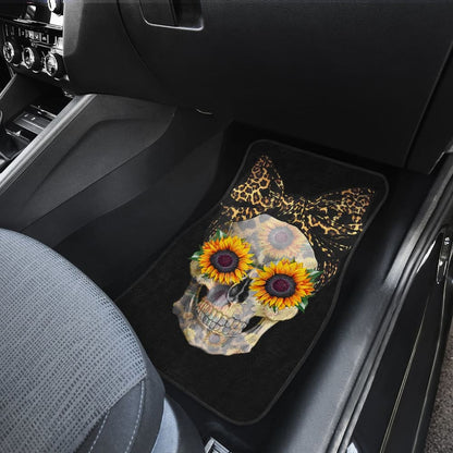 Womens Sunflower Skull Love Floral Flowers Leopard Bandana Car Floor Mats