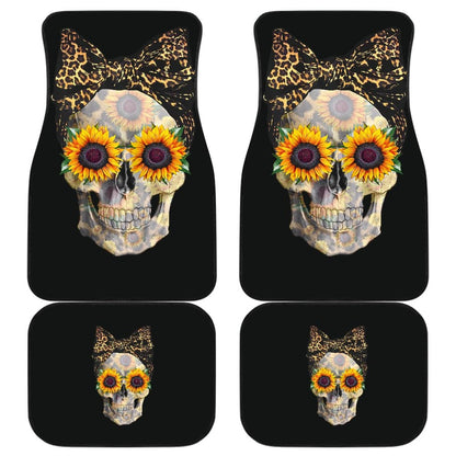 Womens Sunflower Skull Love Floral Flowers Leopard Bandana Car Floor Mats