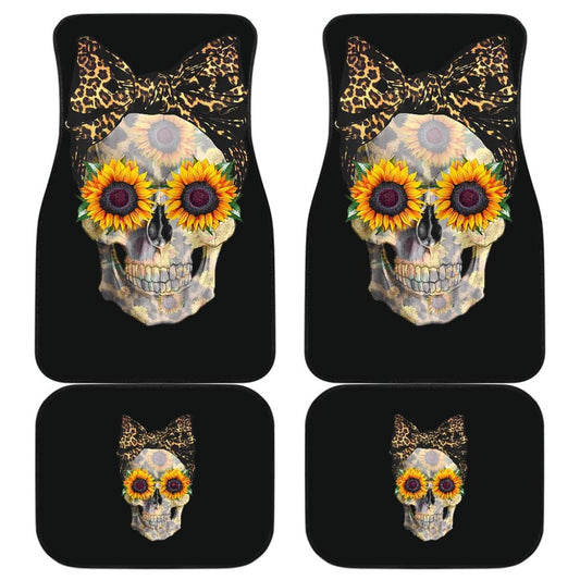 Womens Sunflower Skull Love Floral Flowers Leopard Bandana Car Floor Mats