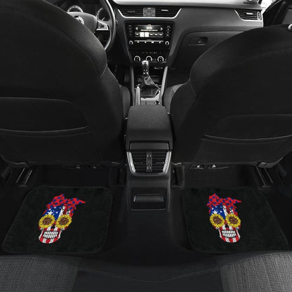 Sugar Skull American Flag Sunflower Floral Cute Gift Car Floor Mats