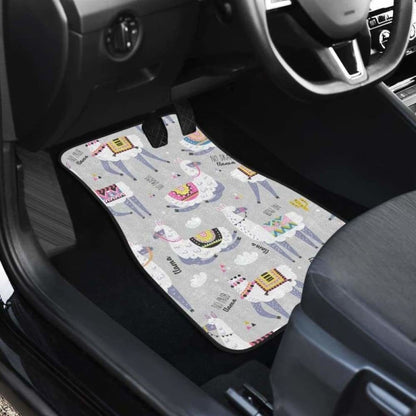 Cute Llama Alpaca Pattern Front And Back Car Mats