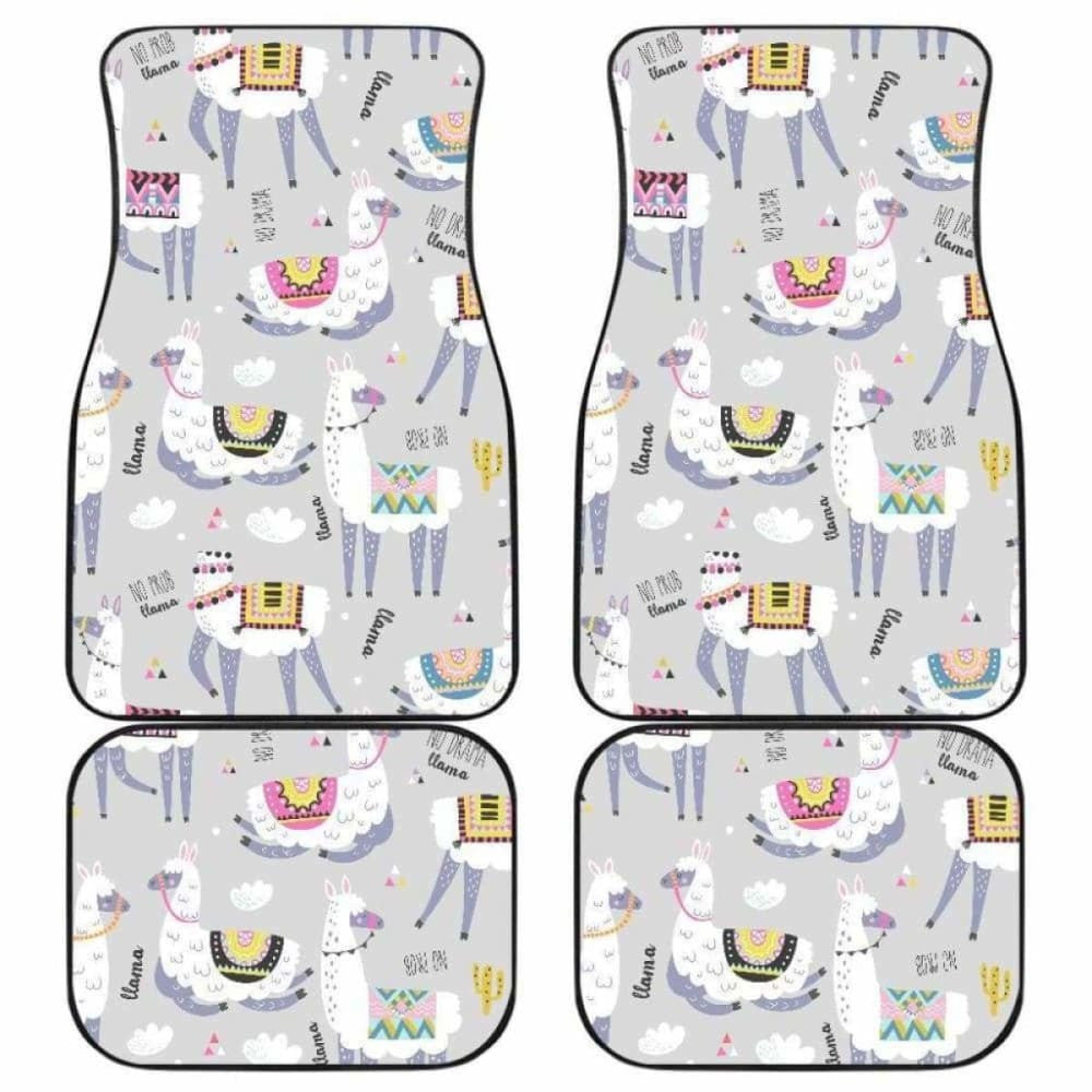 Cute Llama Alpaca Pattern Front And Back Car Mats