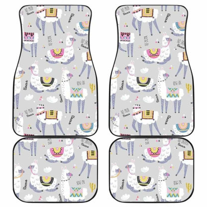 Cute Llama Alpaca Pattern Front And Back Car Mats