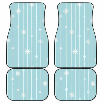 Snowflake Pattern Blue Stripe Background Front And Back Car Mats