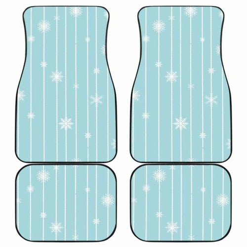 Snowflake Pattern Blue Stripe Background Front And Back Car Mats