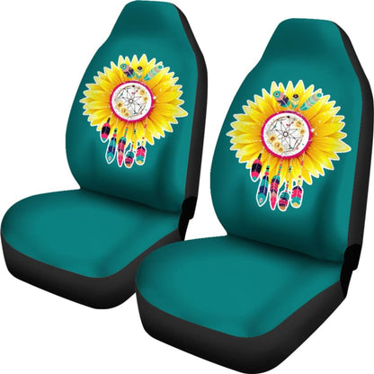 Amazing Gift Ideas Sunflower Native American Pattern Teal Background Car Seat Covers