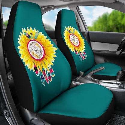 Amazing Gift Ideas Sunflower Native American Pattern Teal Background Car Seat Covers
