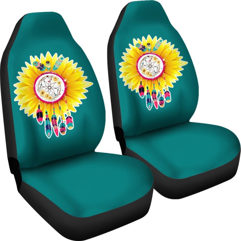 Amazing Gift Ideas Sunflower Native American Pattern Teal Background Car Seat Covers