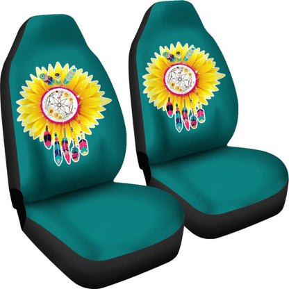 Amazing Gift Ideas Sunflower Native American Pattern Teal Background Car Seat Covers