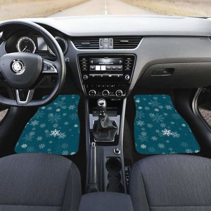 Snowflake Pattern Dark Background Front And Back Car Mats