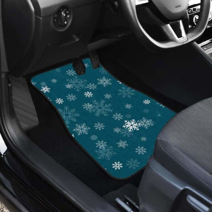Snowflake Pattern Dark Background Front And Back Car Mats