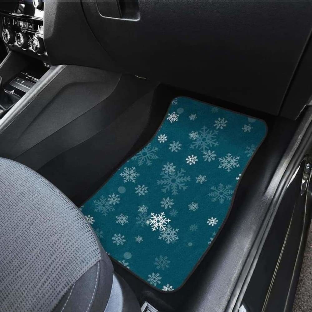 Snowflake Pattern Dark Background Front And Back Car Mats