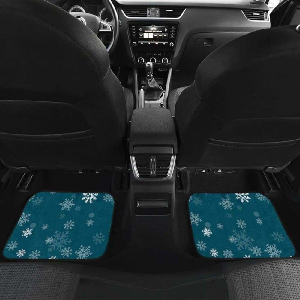 Snowflake Pattern Dark Background Front And Back Car Mats