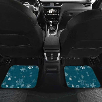 Snowflake Pattern Dark Background Front And Back Car Mats