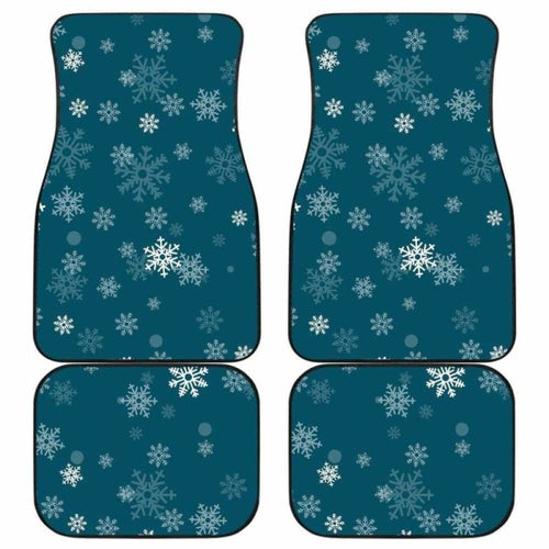 Snowflake Pattern Dark Background Front And Back Car Mats