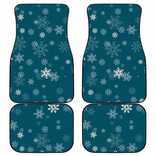 Snowflake Pattern Dark Background Front And Back Car Mats