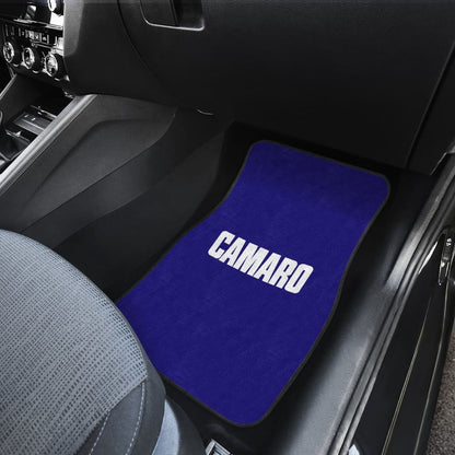 Blue Camaro White Letter Car Floor Mats