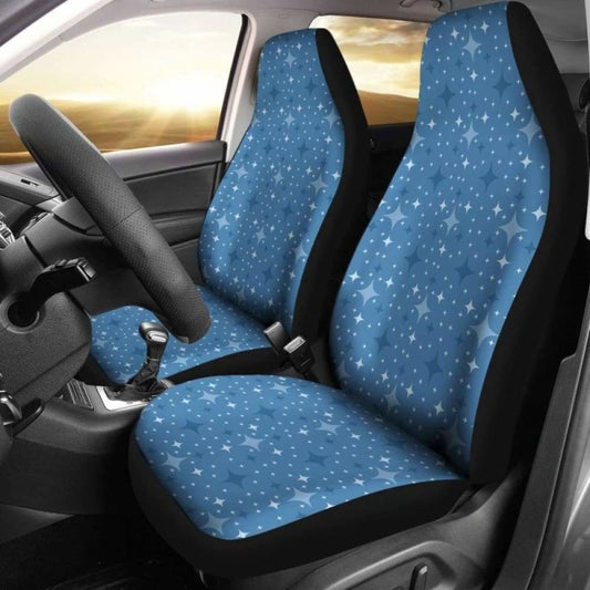 Blue With Retro Stars Pattern Car Seat Covers