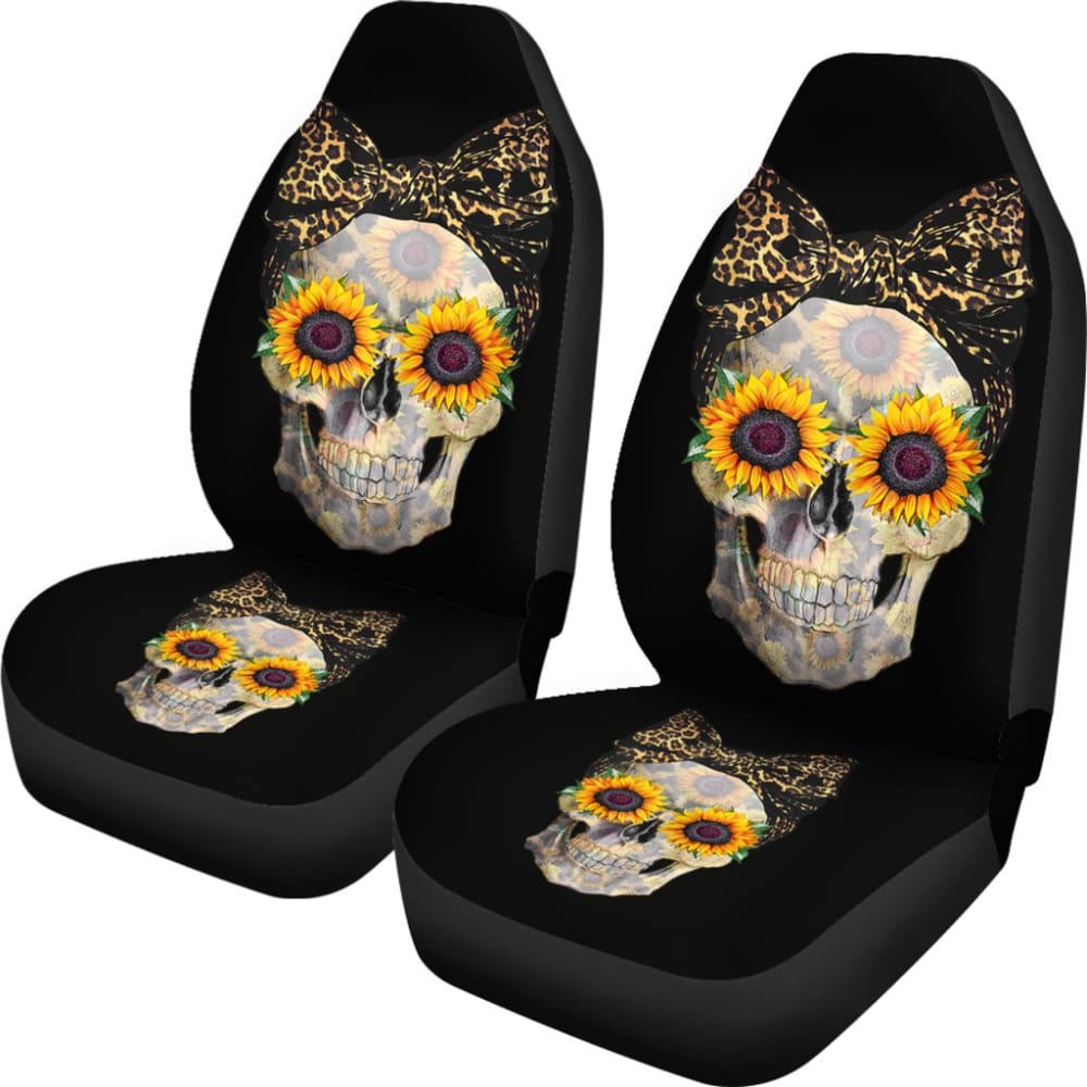 Womens Sunflower Skull Love Floral Flowers Leopard Bandana Car Seat Covers