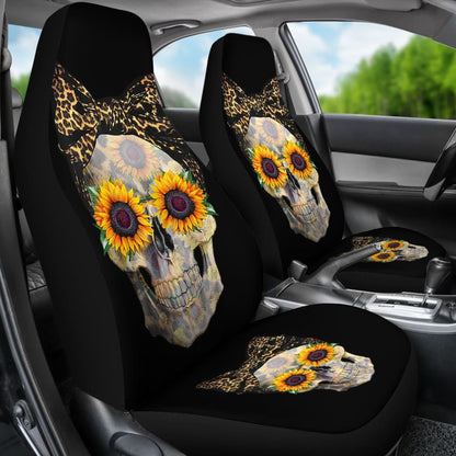 Womens Sunflower Skull Love Floral Flowers Leopard Bandana Car Seat Covers