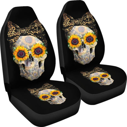 Womens Sunflower Skull Love Floral Flowers Leopard Bandana Car Seat Covers