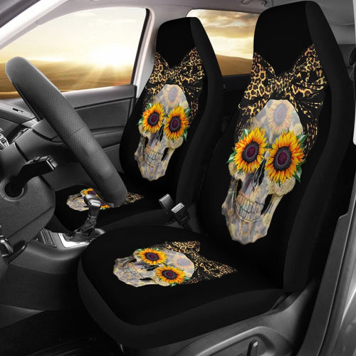 Womens Sunflower Skull Love Floral Flowers Leopard Bandana Car Seat Covers
