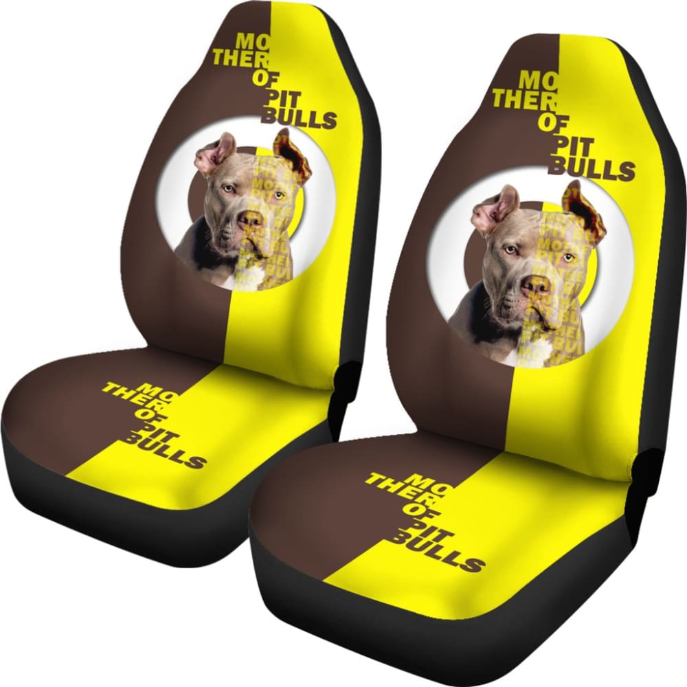 Brown And Yellow Mother of Pitbulls Car Seat Covers