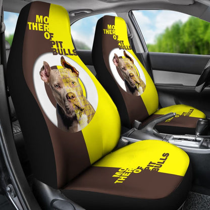 Brown And Yellow Mother of Pitbulls Car Seat Covers