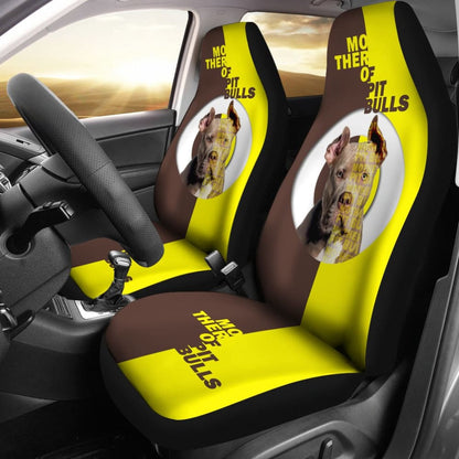 Brown And Yellow Mother of Pitbulls Car Seat Covers
