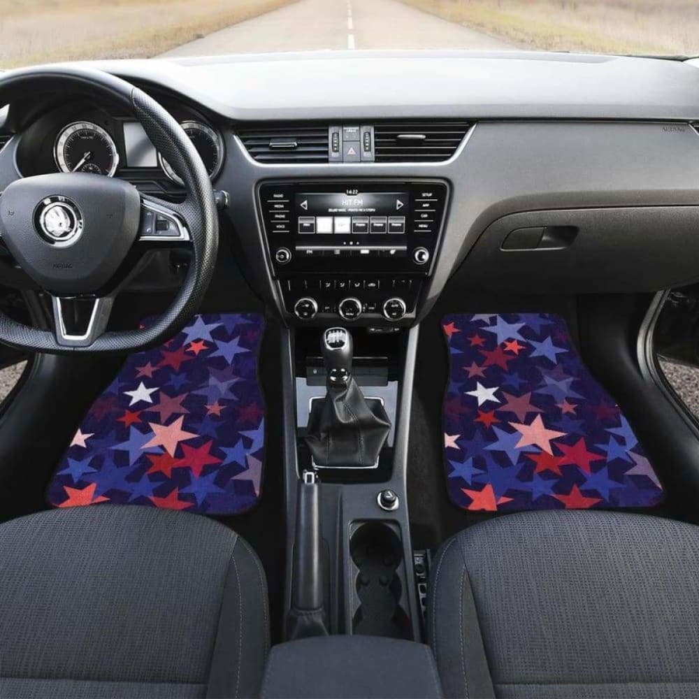 Red Blue Star Pattern Front And Back Car Mats