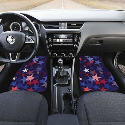 Red Blue Star Pattern Front And Back Car Mats