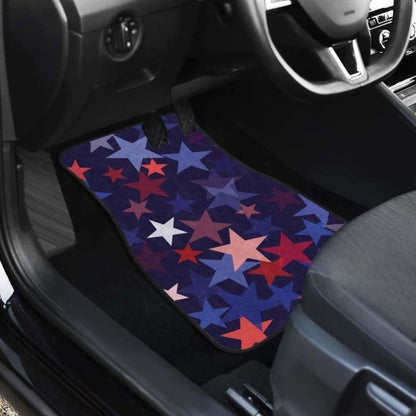 Red Blue Star Pattern Front And Back Car Mats