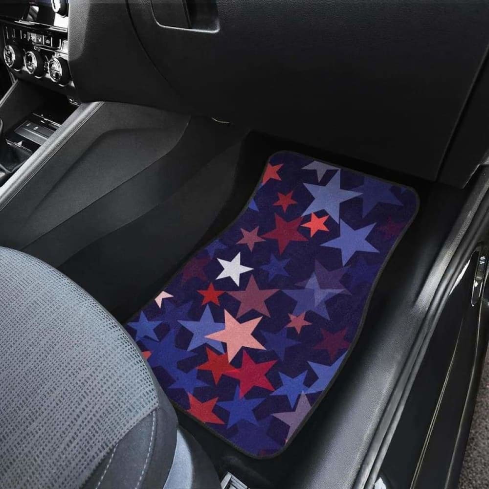 Red Blue Star Pattern Front And Back Car Mats