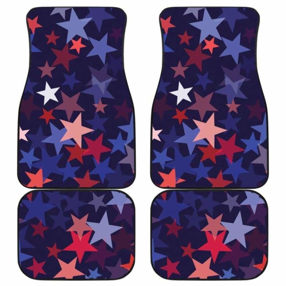 Red Blue Star Pattern Front And Back Car Mats