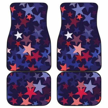 Red Blue Star Pattern Front And Back Car Mats