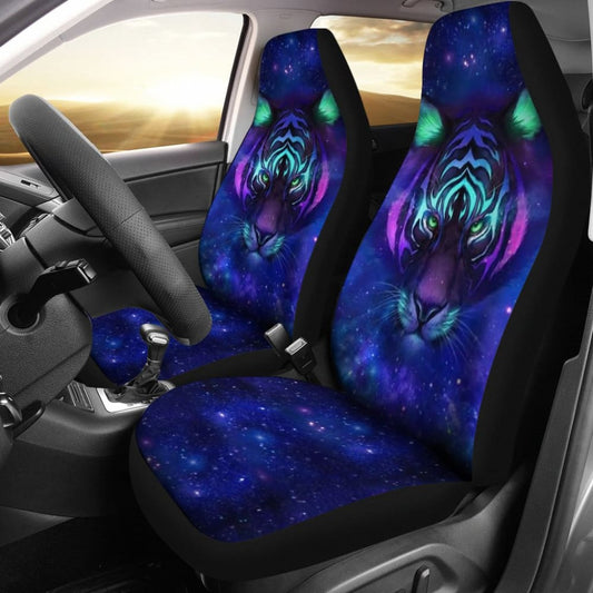 Digital Galaxy Tiger Face Car Seat Covers