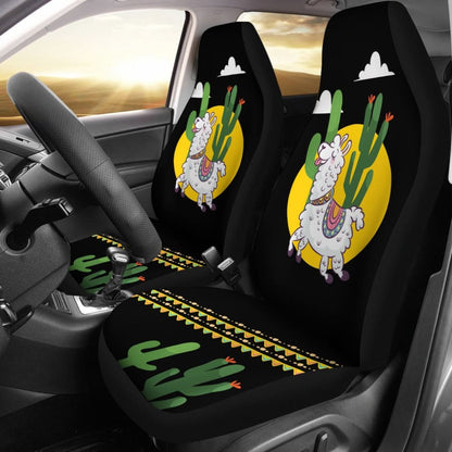 Funny Alpaca With Cactus Car Seat Covers