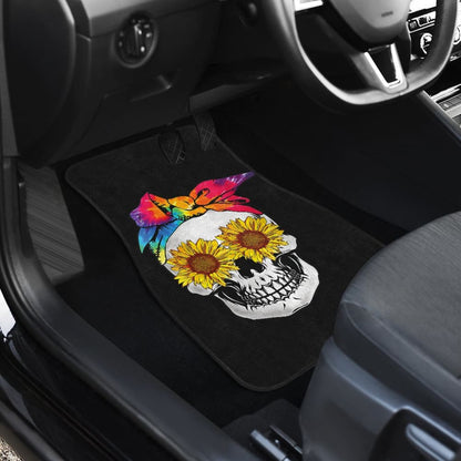 Womens Sunflower Tie-Dye Bandana Emo Hippie Sugarskull Lovers Car Floor Mats