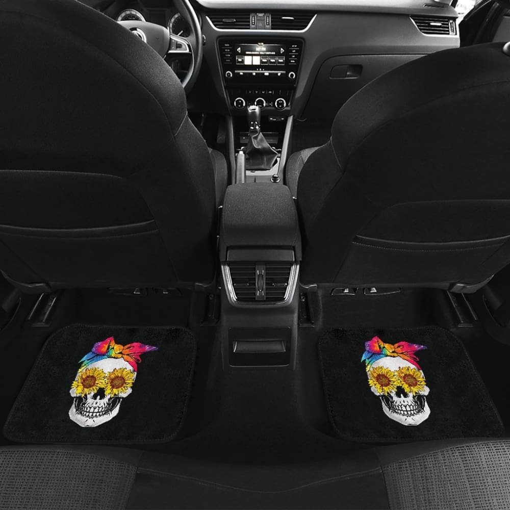 Womens Sunflower Tie-Dye Bandana Emo Hippie Sugarskull Lovers Car Floor Mats