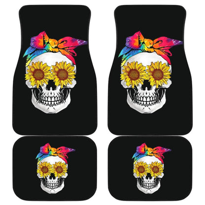 Womens Sunflower Tie-Dye Bandana Emo Hippie Sugarskull Lovers Car Floor Mats